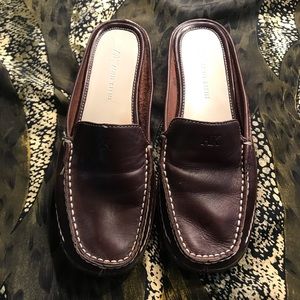 Anne Klein  chocolate leather mules 6